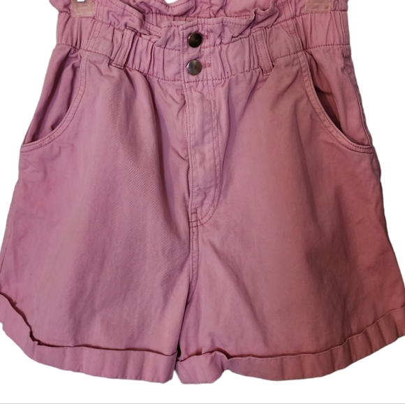 H&M Pants - H&M Pink High Waist Paperbag Shorts Size 8
